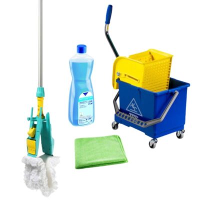 TTS zestaw do mycia podłóg- mop Light 3 otwory kompletny - bawełna - 40 cm, wózek z wyciskarką, płyn Sensative Cleaner Lemon, ściereczka z mikrofibry GRATIS!